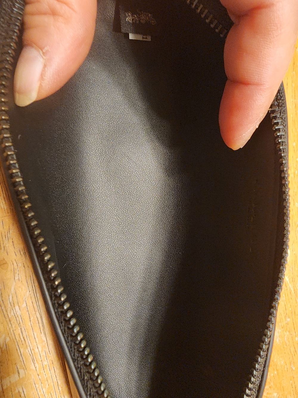 Coach Leather Pencil Case in black featuring a smooth leather finish - Picture 12 of 15